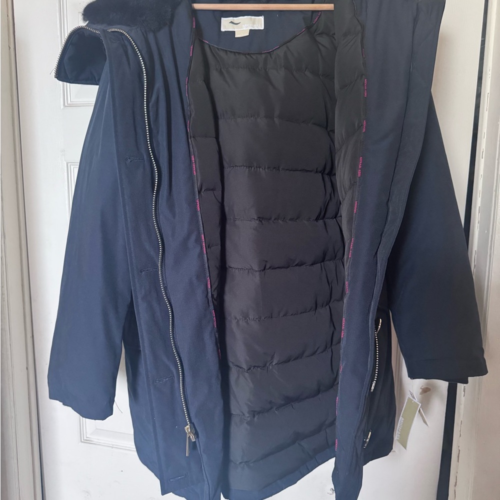 MICHAEL Michael Kors Blue Puffer Jacket with Hood
